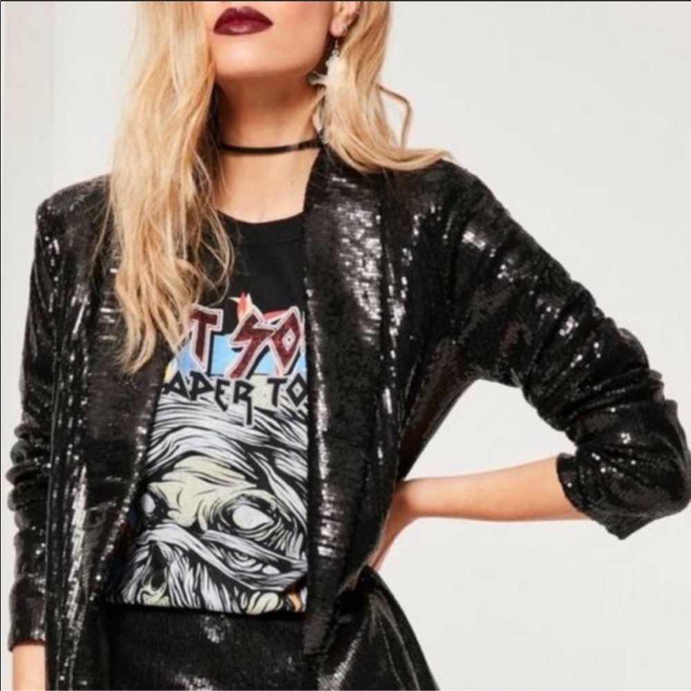 Free People Black Sequin Blazer